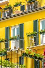 Beautiful window decorated with flowers in italy