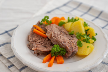 Prime boiled beef with root vegetables, Viennese Tafelspitz