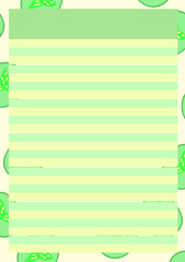 Background of cucumbers. Design for lists. Planer. Vegetarian summer glider.