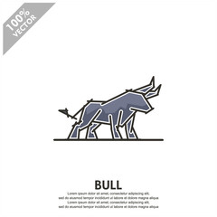 Bull flat vector logo. Scalable and editable. 