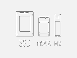 Ssd mSATA, M2, SSD icon. Vector illustration, flat design.