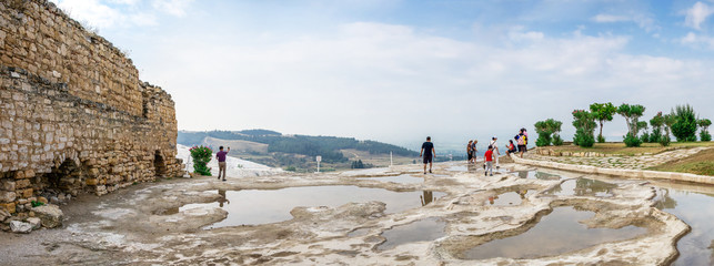 Walls of the Hierapolis ancient city in Pamukkale, Turkey