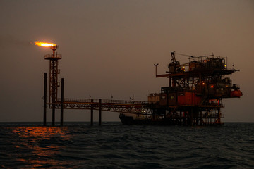 Oil rig at sea