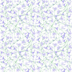 Watercolor pattern of wildflowers bell. Perfect for web sites, as digital wallpaper, also in scrapbooking, textiles, souvenir and printing designs.