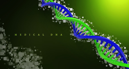 3d render of dna structure, abstract background