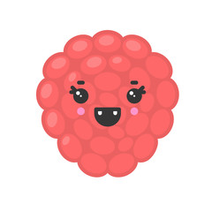 Cute smiling exotic lychee. Kawaii fruit character. Isolated colorful vector icon