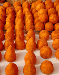 stuffed balls rice is a typical dish of Italy called ARANCINI in