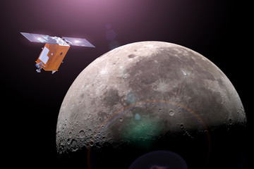 Research satellite orbiting the Moon. Elements of this image furnished by NASA.