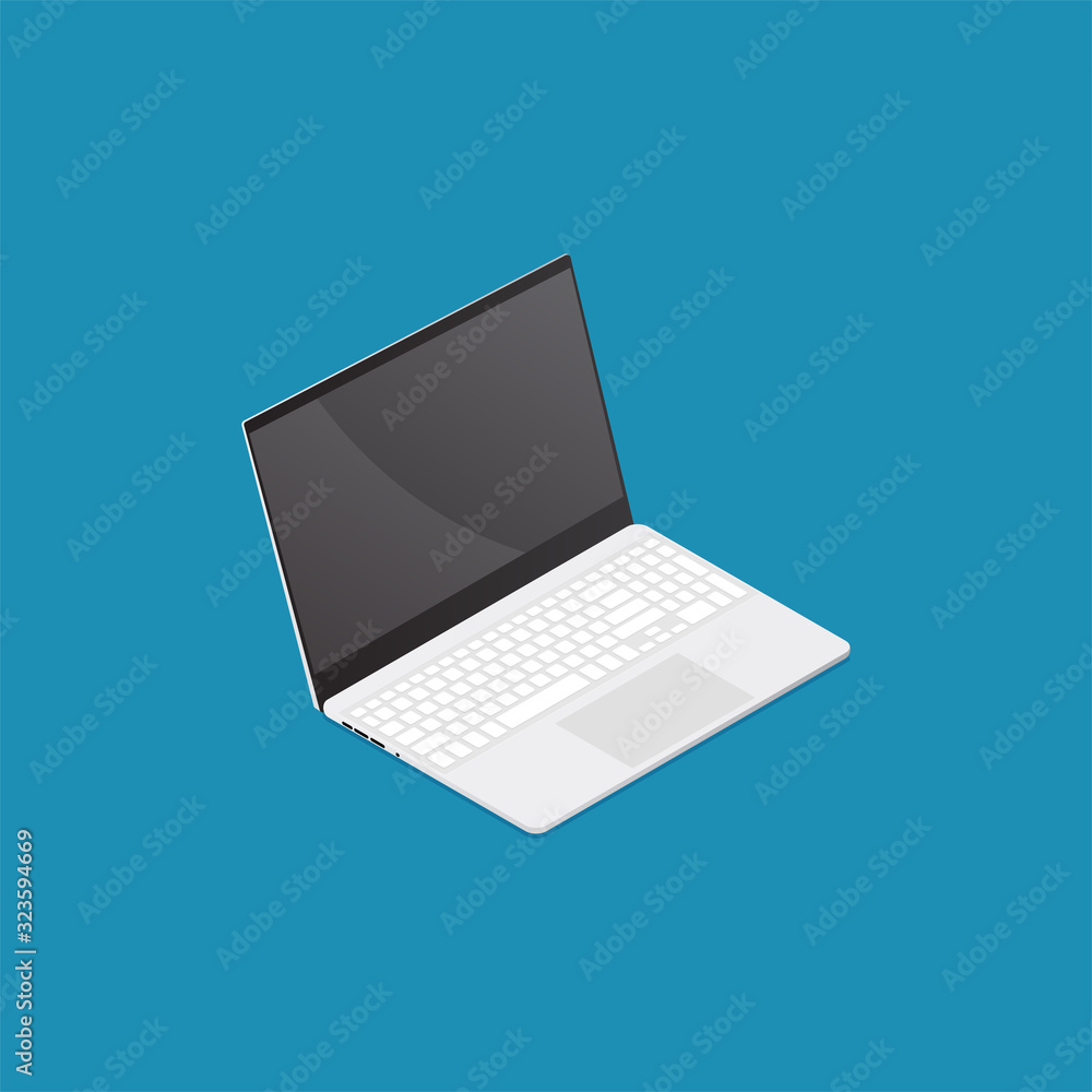 Poster desktop personal computer isolated on background. top view.