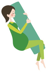 Pregnant woman and maternity hug pillows. 