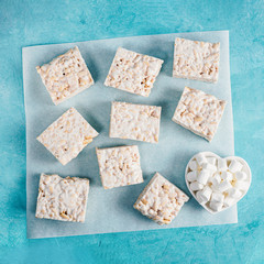 Homemade bars of Marshmallow and crispy rice