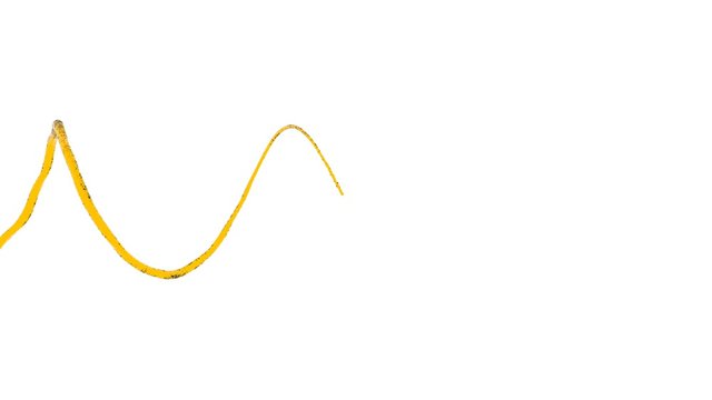 Sinusoid from a stream of yellow liquid on a white background.