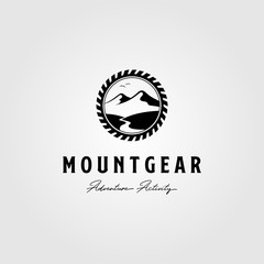 vintage mountain gear logo vector illustration design