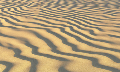 Brown sand on beach under evening sunlight