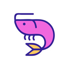 shrimp icon vector. Thin line sign. Isolated contour symbol illustration