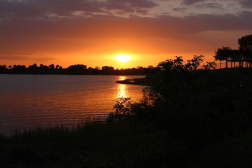 sunset over the lake