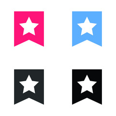 Obraz premium Four bookmark icons with stars in pink blue and black colors