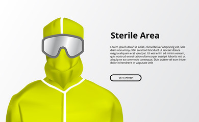 yellow Safety sterile gown for medical treatment. Pandemic virus avoid decontamination illustration concept