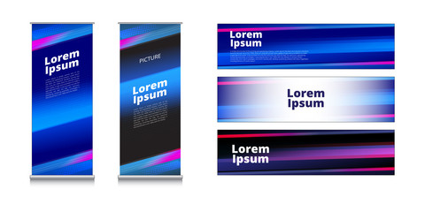 Business Roll Up Standy Design Banner Abstract blue sport modern Background vector design template