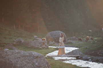 girl in a vintage dress