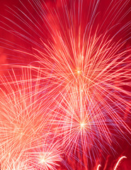 fireworks with red background