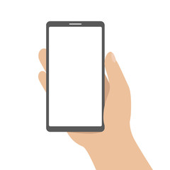 Smartphone in hand. Vector illustration.