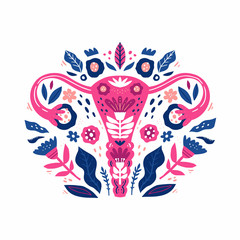Female reproductive system stylized flat vector illustration