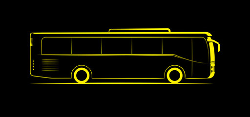 simple contour image of a bus on a dark background