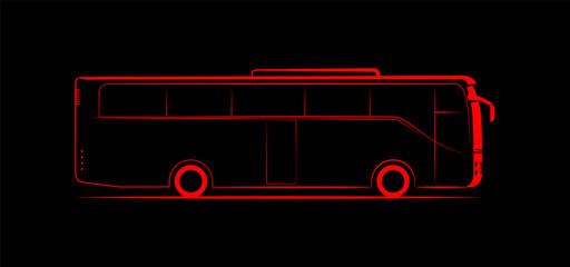 simple contour image of a bus on a dark background