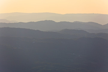 View on Istra from Ucka Nature Park in dusk