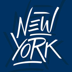 New York handwritten inscription. New York City hand drawn lettering. Calligraphic element for your design. Vector illustration.