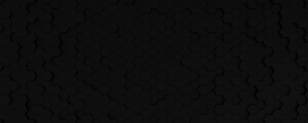 3d black metal random hexagon background