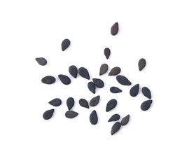 Poppy seeds isolated on white background close-up