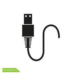 Usb cable icon vector logo template