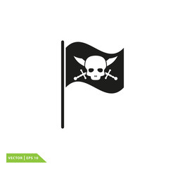 Pirate skull icon vector logo template