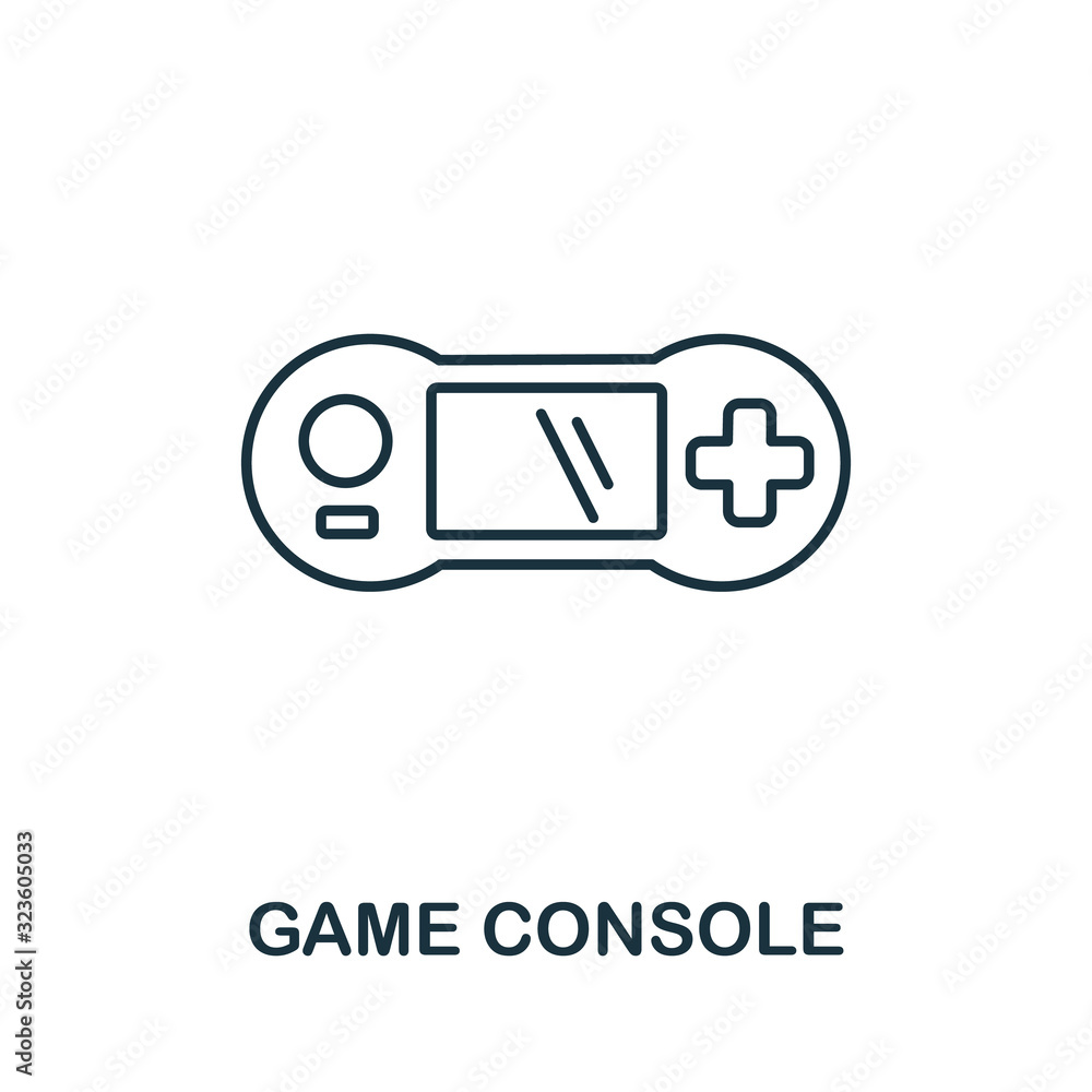Aufkleber game console icon from household collection. simple line game console icon for templates, web design