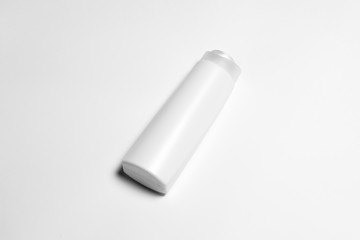 White Plastic Shampoo Bottle With Flip-Top Lid. Mock Up Template For Your Design.High resolution photo.Top view