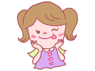 ホッペに手を置く女の子