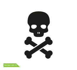 Pirate skull icon vector logo design template