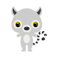 Fototapeta premium Cute baby lemur. Wild animal. Flat vector stock illustration on white background