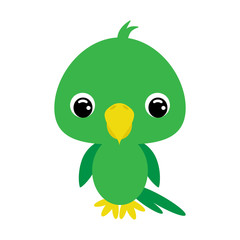 Cute baby parrot. Flat vector stock illustration on white background