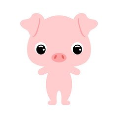 Obraz na płótnie Canvas Cute baby pig. Domestic animal. Flat vector stock illustration on white background