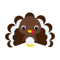 Cute baby turkey. Flat vector stock illustration on white background