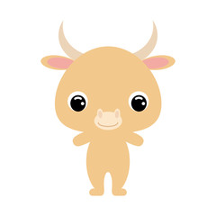 Cute baby yak. Domestic animal. Flat vector stock illustration on white background