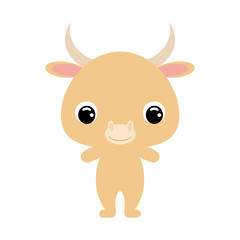 Cute baby yak. Domestic animal. Flat vector stock illustration on white background