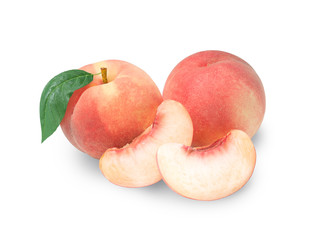 Peach fruit isolated on white background,Fresh White Peach on White Background (With clipping path)