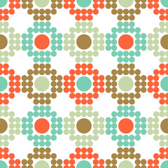 Geometric shapes from points. Polka dots ornament. Seamless pattern. Vector illustration for web design or print.