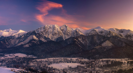 Winter panorama of the resort of Zakopane in Poland