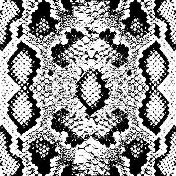 Snake skin scales texture. Seamless pattern black isolated on white background. simple ornament, fashion print and trend of the season Can be used for Gift wrap, fabrics, wallpapers. Vector