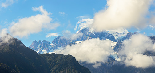 Panoramic view of Aoraki Mount Cook in New Zealand's South Island